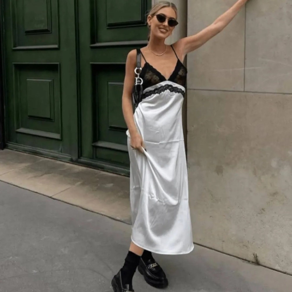 Princess Polly White and Black Lace Dress